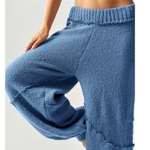 Cozy Stretchy Waist Mid Waist Textured Lounge Jogger pants - Picture 3 of 6